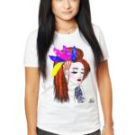 Tricou Red Hair Girl With Feathers